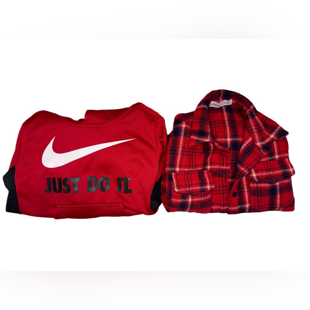 💙 Boys plaid coat & Nike hoodie